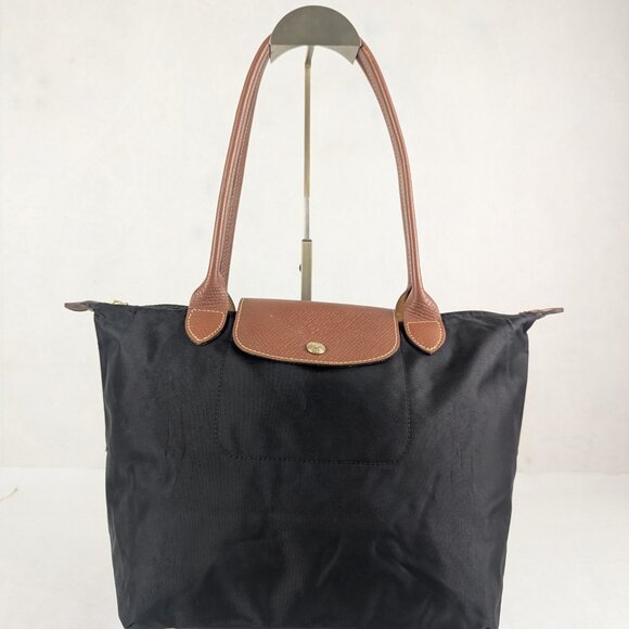 Longchamp Le Pliage Nylon Tote Bag Black Foldable Shoulder Bag 100% Authentic - Picture 1 of 16